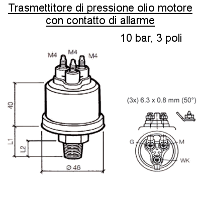 Sensore Pressione Olio Motore (10 Bar)  1/8" - 27 Dryseal Nptf