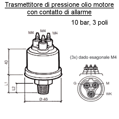 Sensori Di Pres. A Pi Con Cont. D'All.Fil. :M14*1,5-Bar:10-Bar Allar.:1