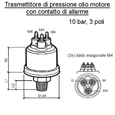 Sensori Di Pres. A Pi Con Cont. D'All.Fil. :M14*1,5-Bar:10-Bar Allar.:1
