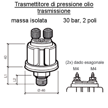 Sensore Pressione Olio Trasmissione (30 Bar)  1/8" - 27 Nptf, per barca
