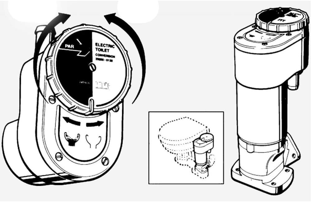 Kit Conversione Trasformazione WC Jabsco manuale elettrico 12 v, Barca e Camper