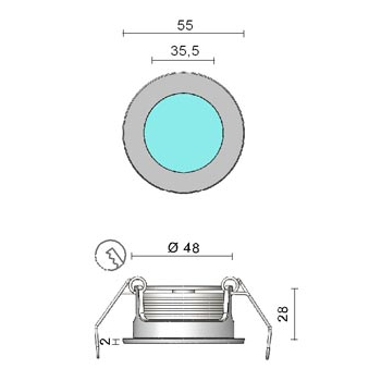 Faretto Tondo Led Luce Bianca in ottone cromato W4000, 1x3w