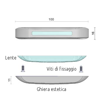 Luce di Cortesia LED Barca Bianco/Rosso/Blu, 10-30v, G2 Foresti e Suardi