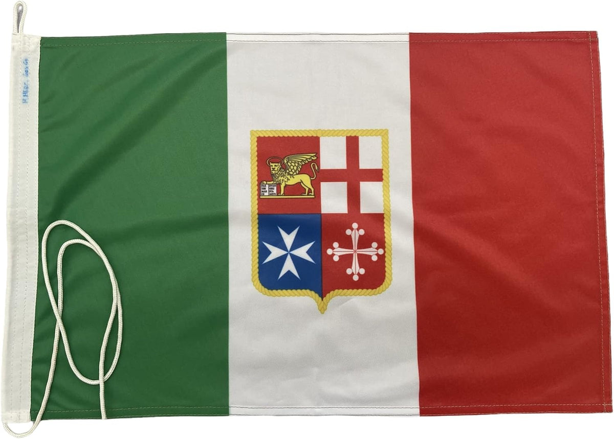Bandiera Italia con marina mercantile in poliestere per Barca, Gommone, Vela