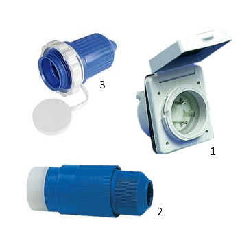 Spina Presa Cappuccio SHORE POWER, da 30 A, Stagna, per Barca, Banchina, Camper