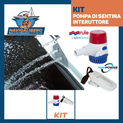 Kit Pompa di sentina e Interruttore - Rule + Navpower - Svuota acqua da sentina
