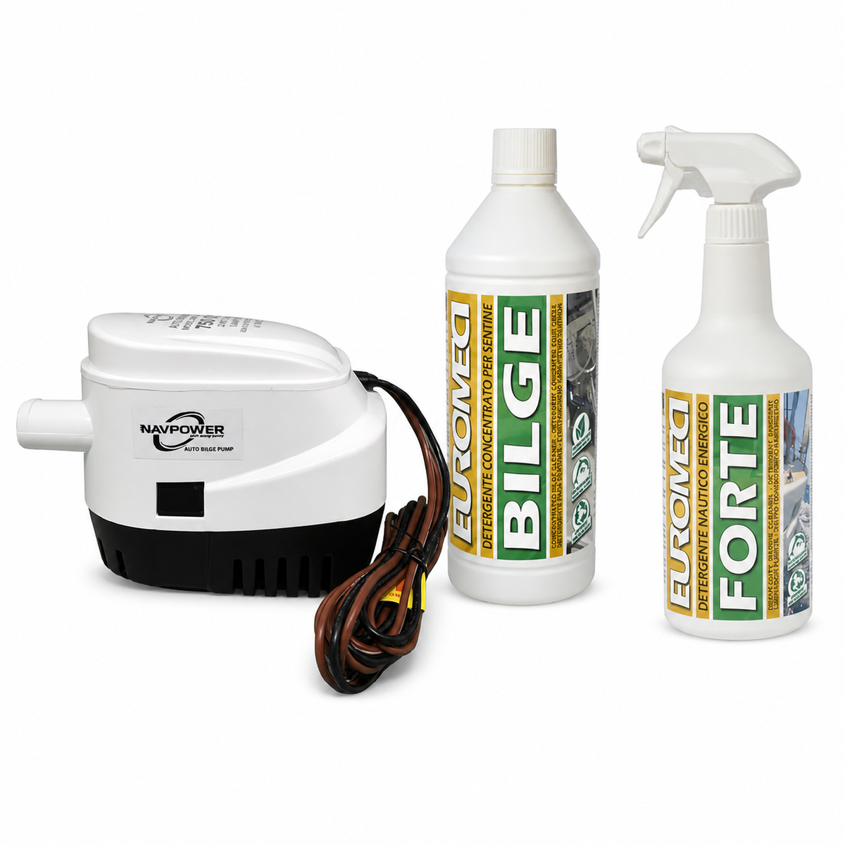 Klovoo Kit Pompa Sentina Automatica 12V 750 GPH, Bilge 1L e Forte 750 ml