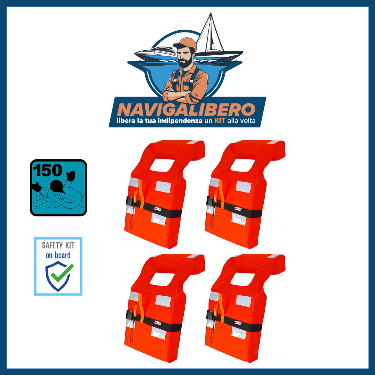 Kit Giubbotti Salvagente Omologati - Giubbini per barca 100N / 150n Solas, MED