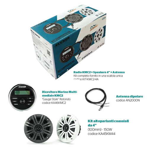Kicker Kit Ricevitore Kmc2 + Speakers 4 + Antenna Kicker