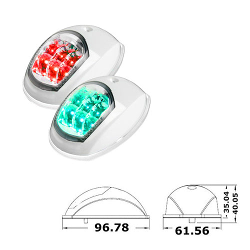 Luce di via Barca fino a 12 mt LED 12V Sinistra e Destra, 112,5° Rosso + Verde